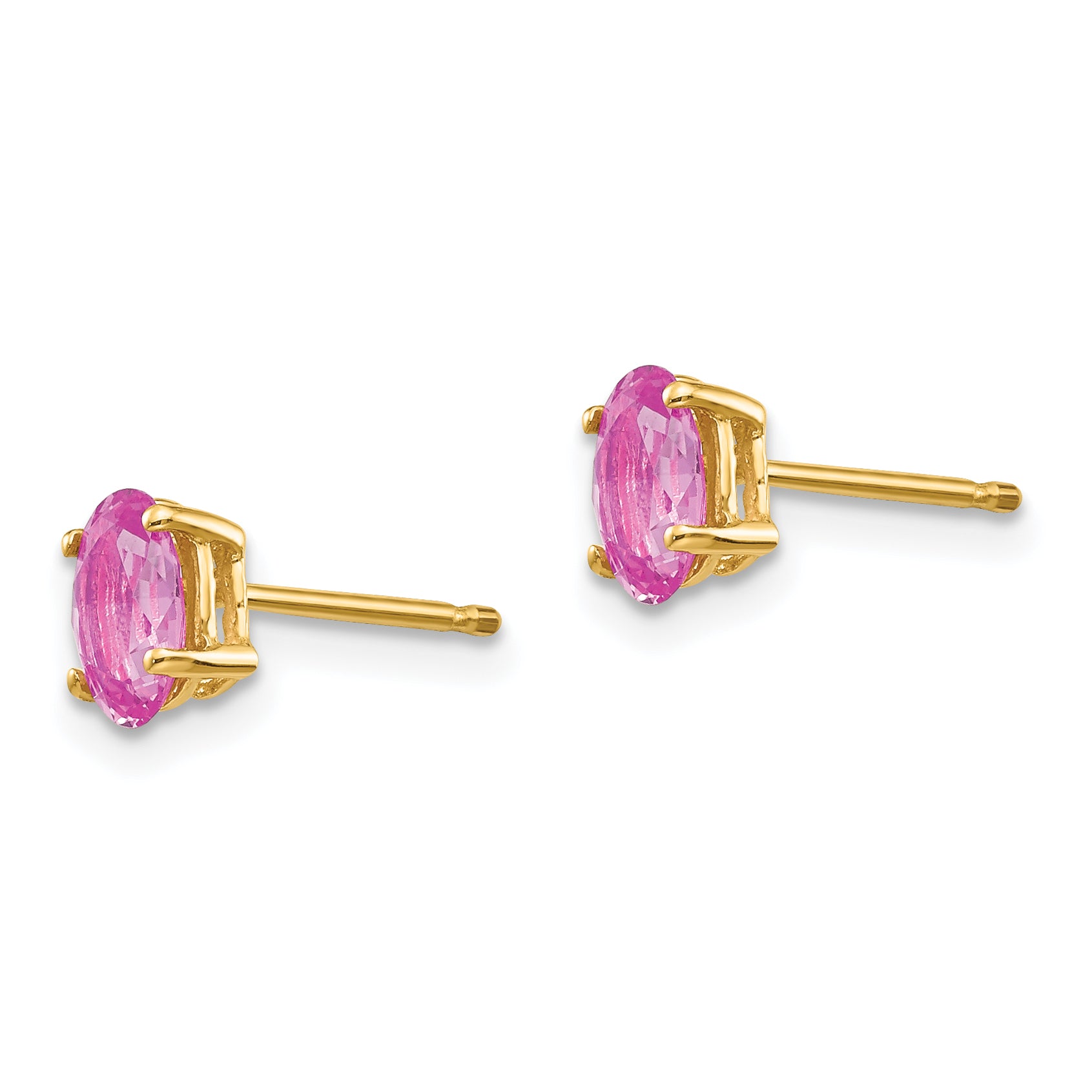 14k Pink Sapphire Post Earrings Secondary image