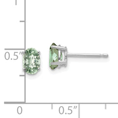 14kw 6x4 Oval Checker-Cut Green Quartz Earrings