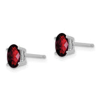 14k White Gold 6x4mm Oval Garnet Checker Earrings
