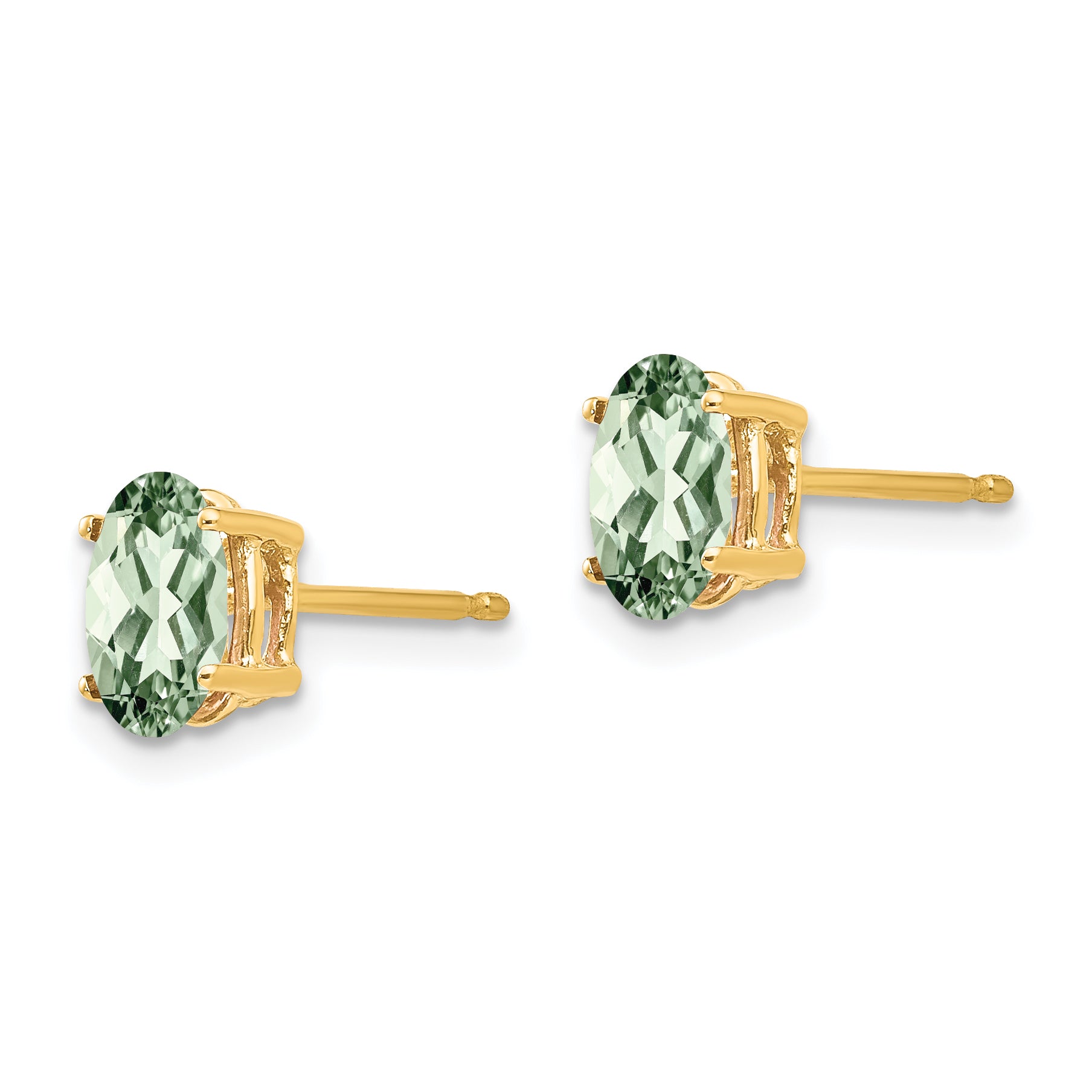 14k 7x5 Oval Green Quartz Earrings Secondary image