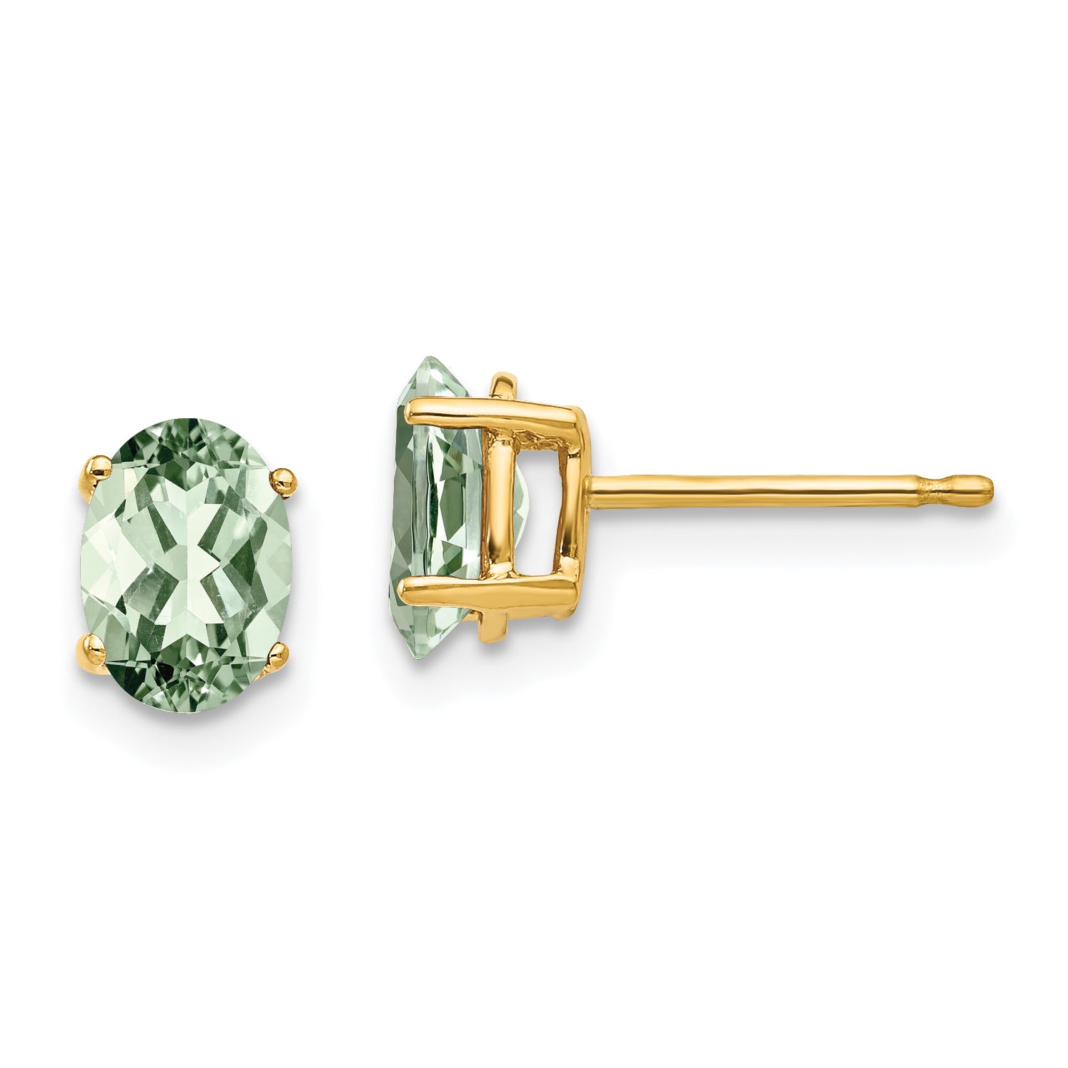 14k 7x5 Oval Green Quartz Earrings Main image