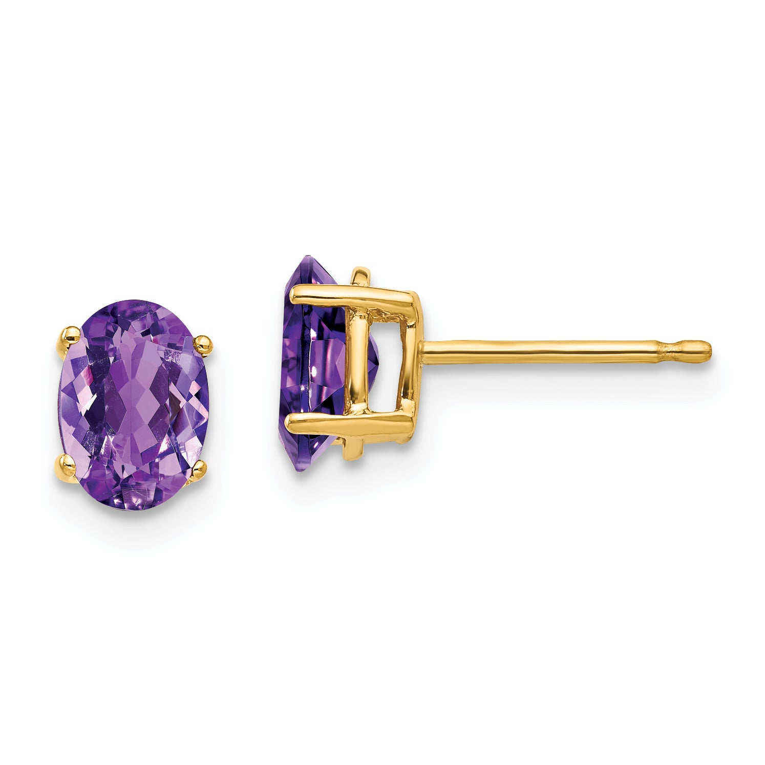 14k 7x5mm Oval Amethyst Earrings Main image