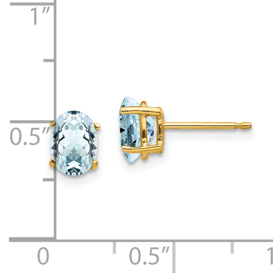 14k Aquamarine Post Earrings