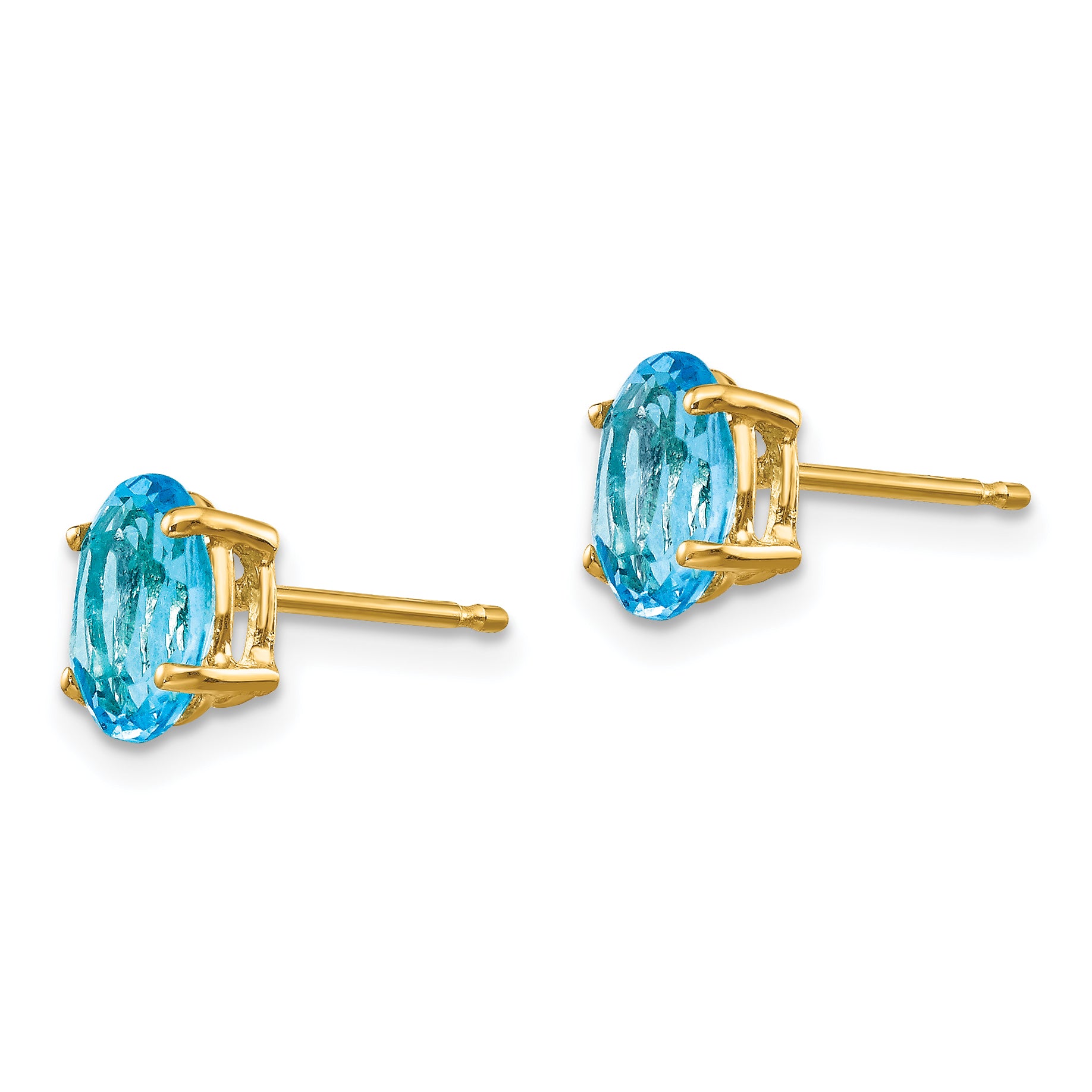 14k 7x5mm Oval Blue Topaz Earrings Secondary image