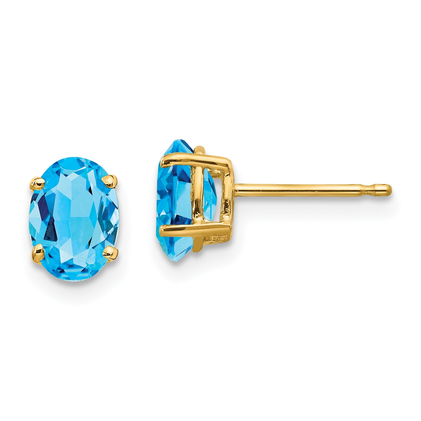 14k 7x5mm Oval Blue Topaz Earrings Main image