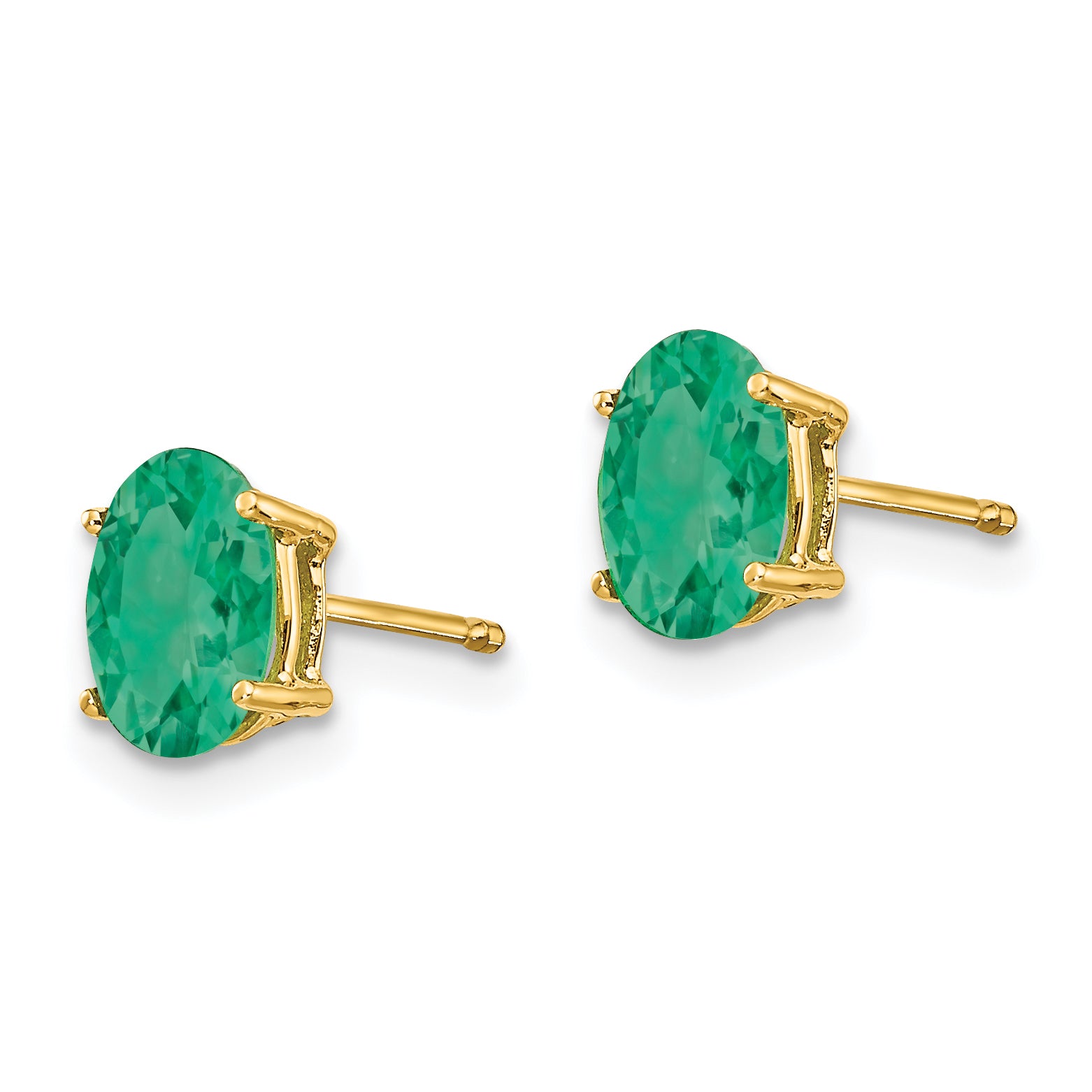 14k Emerald Post Earrings Secondary image