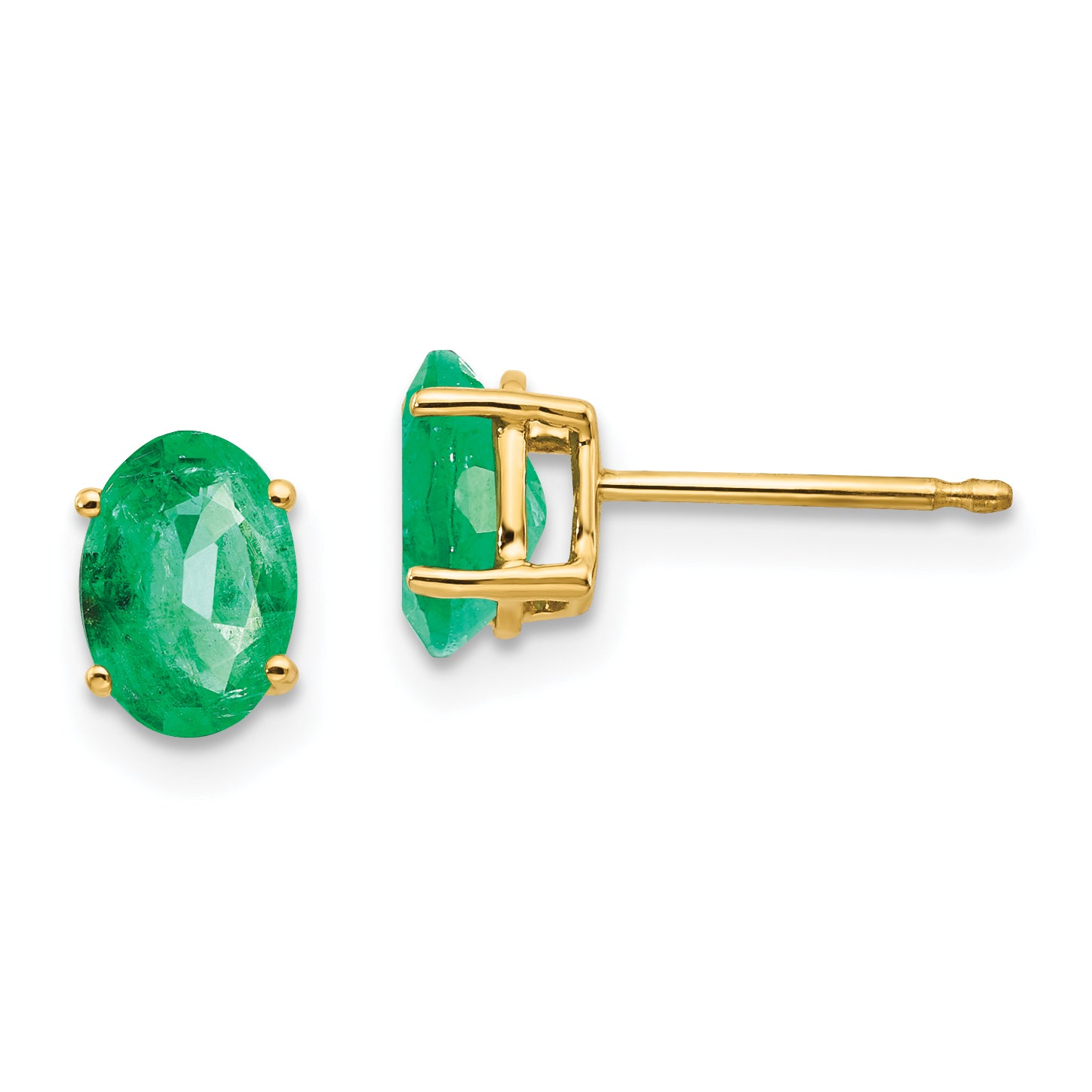 14k Emerald Post Earrings Main image