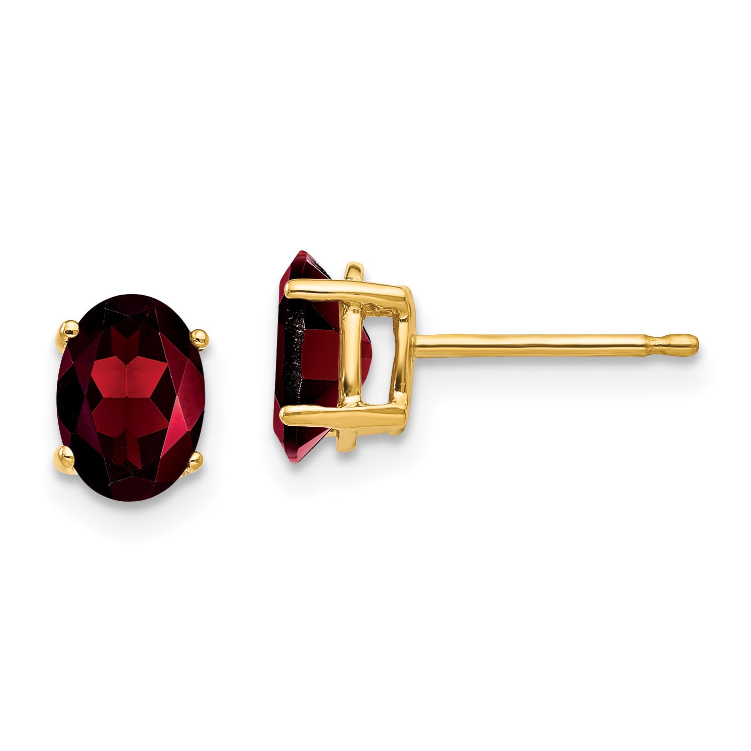 14k 7x5mm Oval Garnet Earrings Main image