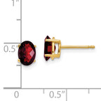 14k 7x5mm Oval Garnet Checker Earrings