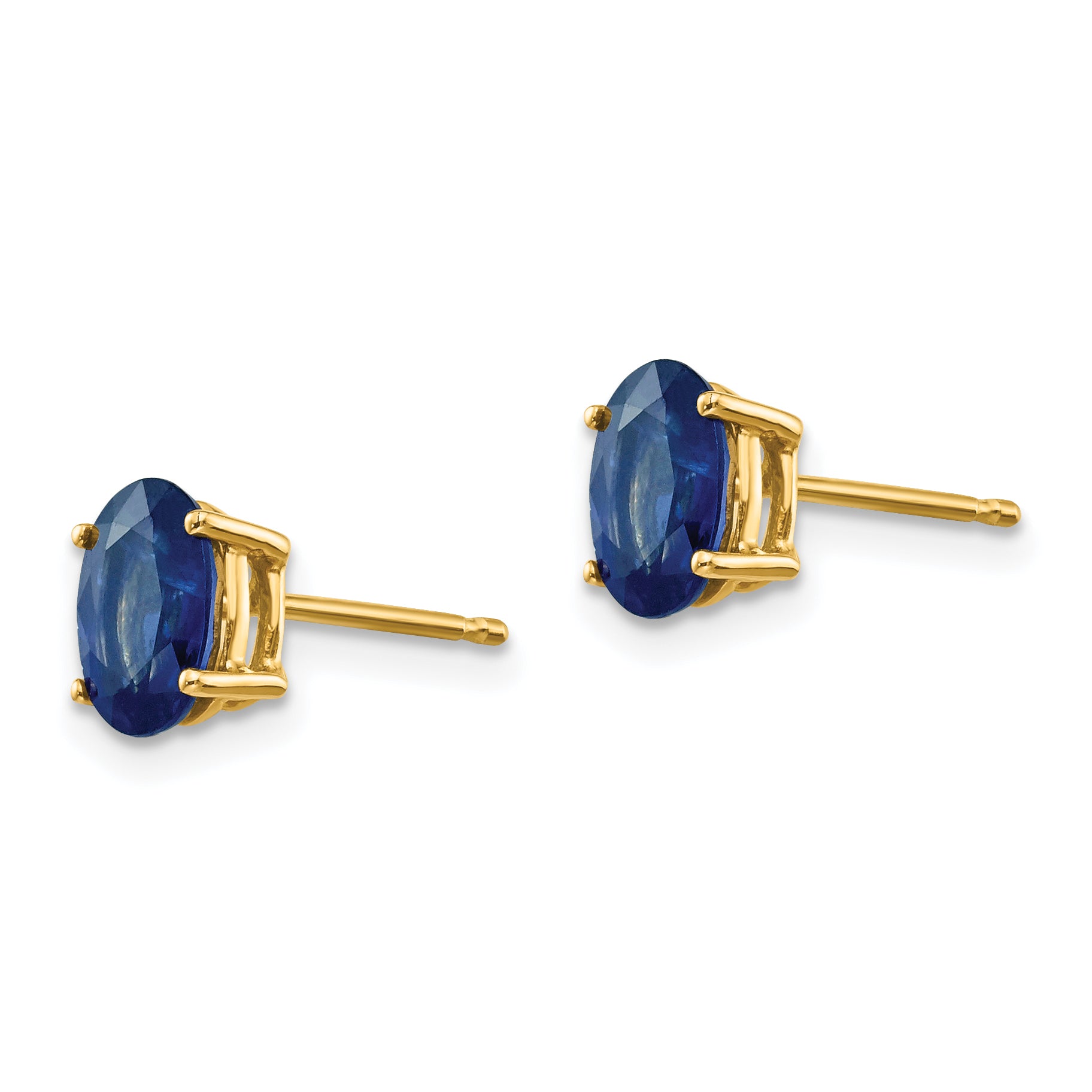 14k Yellow Gold Sapphire Post Earrings Secondary image