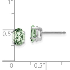 14kw 7x5 Oval Green Quartz Earrings