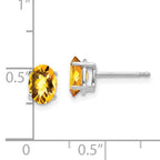 14k White Gold 7x5mm Oval Citrine Checker Earrings