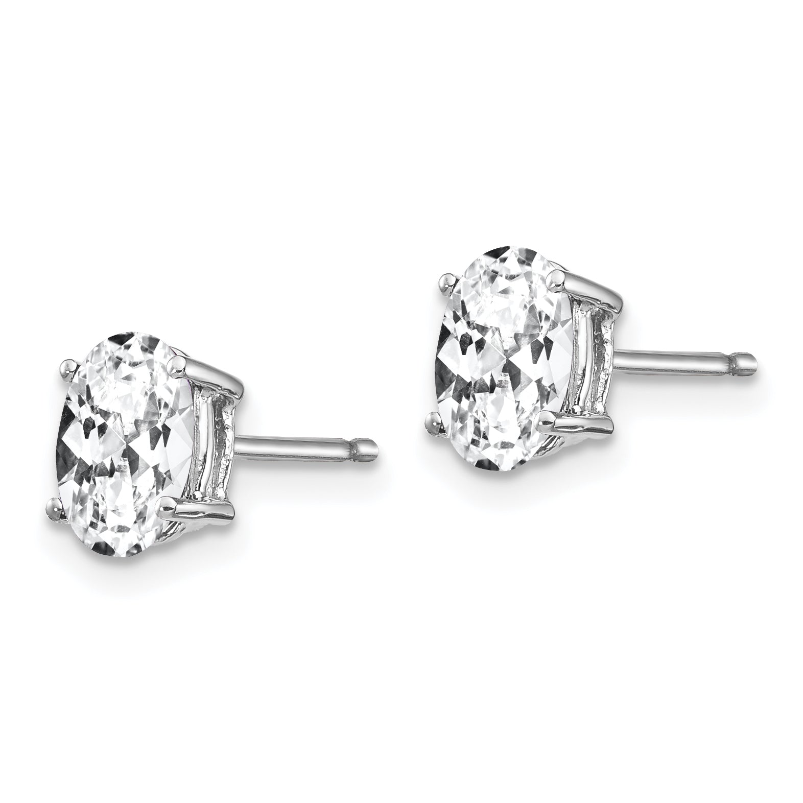 14k White Gold Cubic Zirconia Oval Stud Earring Secondary image