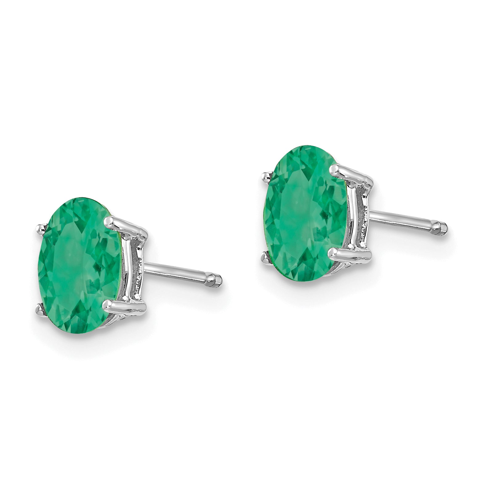14k White Gold Emerald Earrings Secondary image