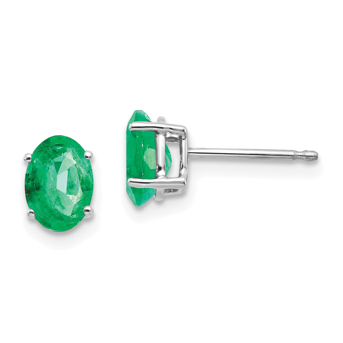 14k White Gold Emerald Earrings Main image