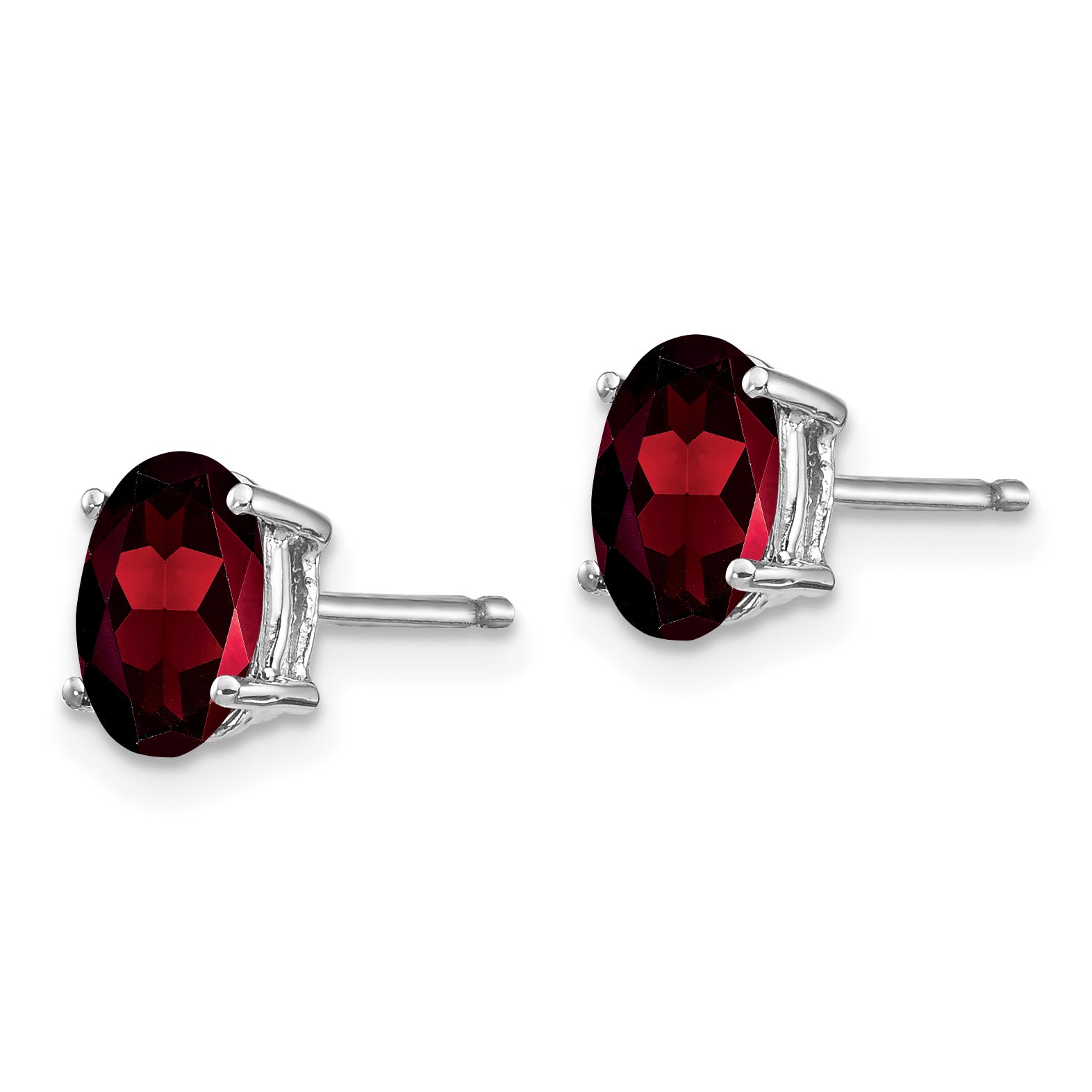 14k White Gold 7x5mm Oval Garnet Earrings Secondary image