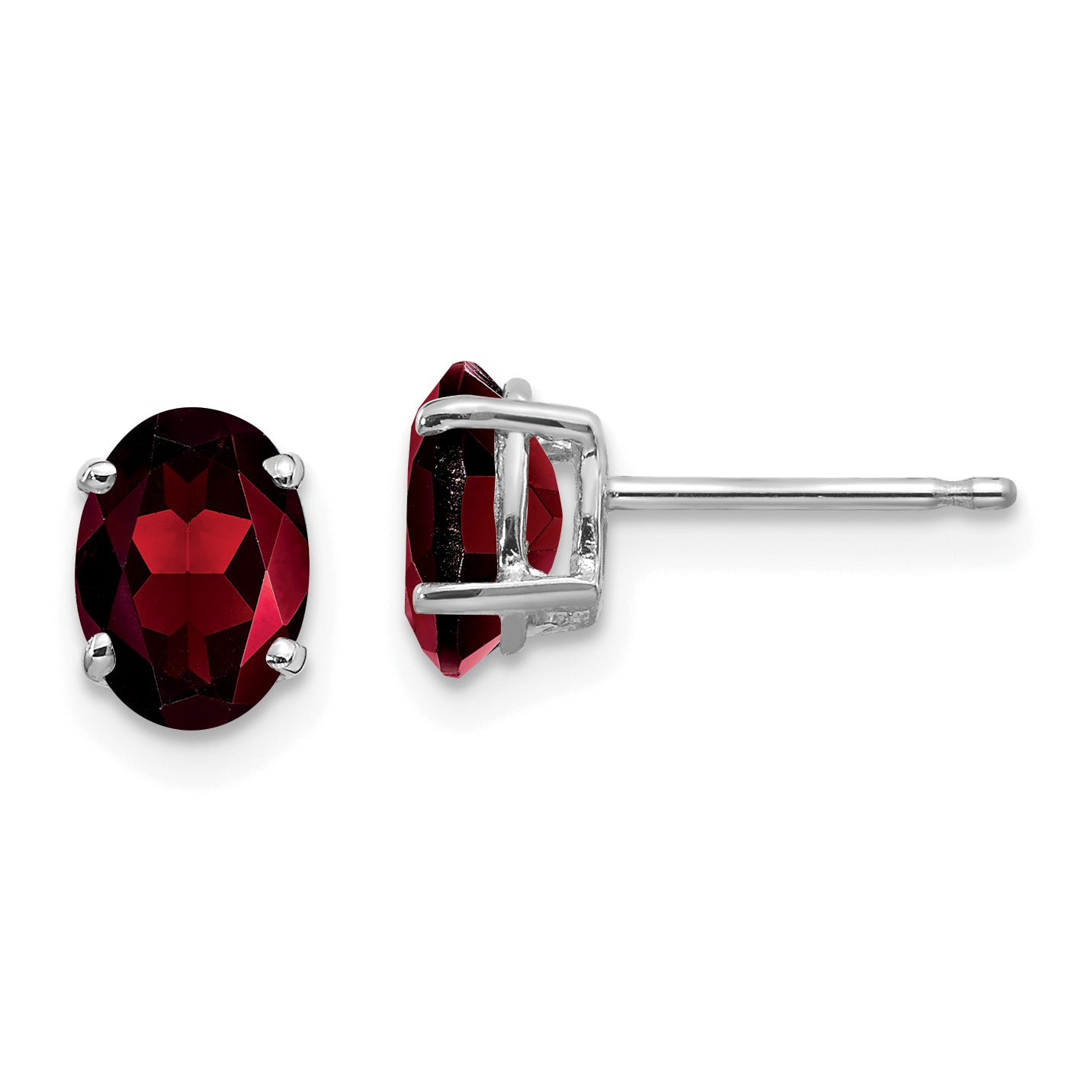 14k White Gold 7x5mm Oval Garnet Earrings Main image