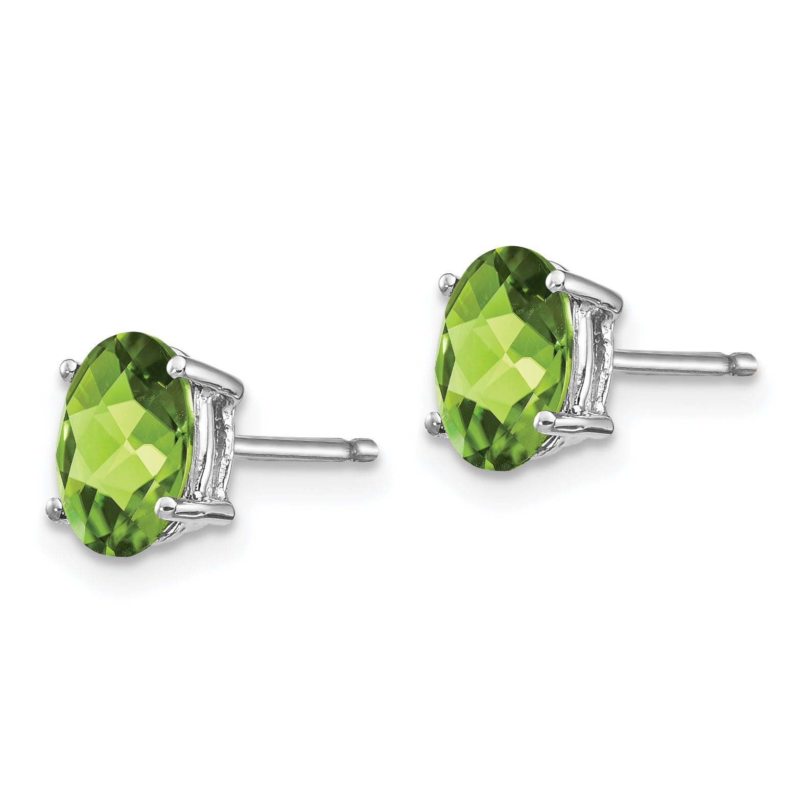 14k White Gold 7x5mm Oval Peridot Earrings