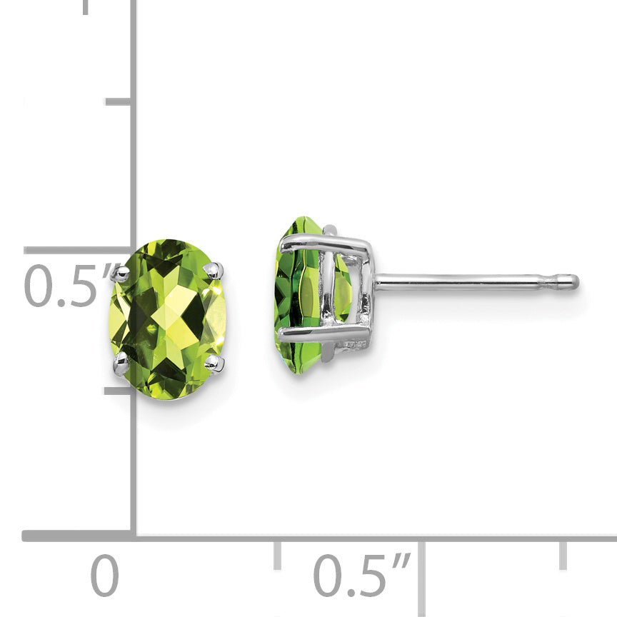 14k White Gold 7x5mm Oval Peridot Earrings