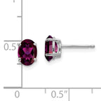 14k White Gold Rhodolite Garnet Oval Stud Earrings