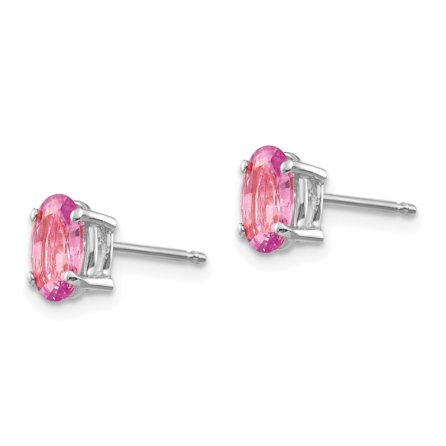 14k White Gold Pink Sapphire Earrings Secondary image