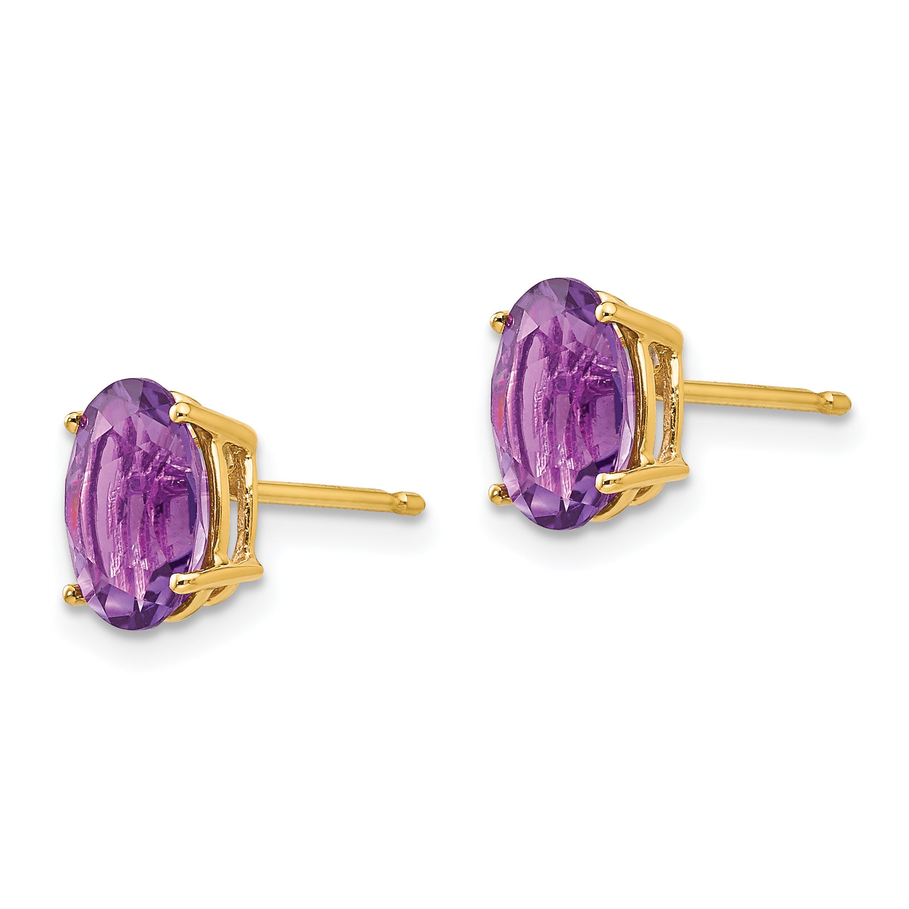 14k 8x6mm Oval Amethyst Earrings Secondary image