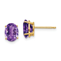 14k 8x6mm Oval Amethyst Earrings