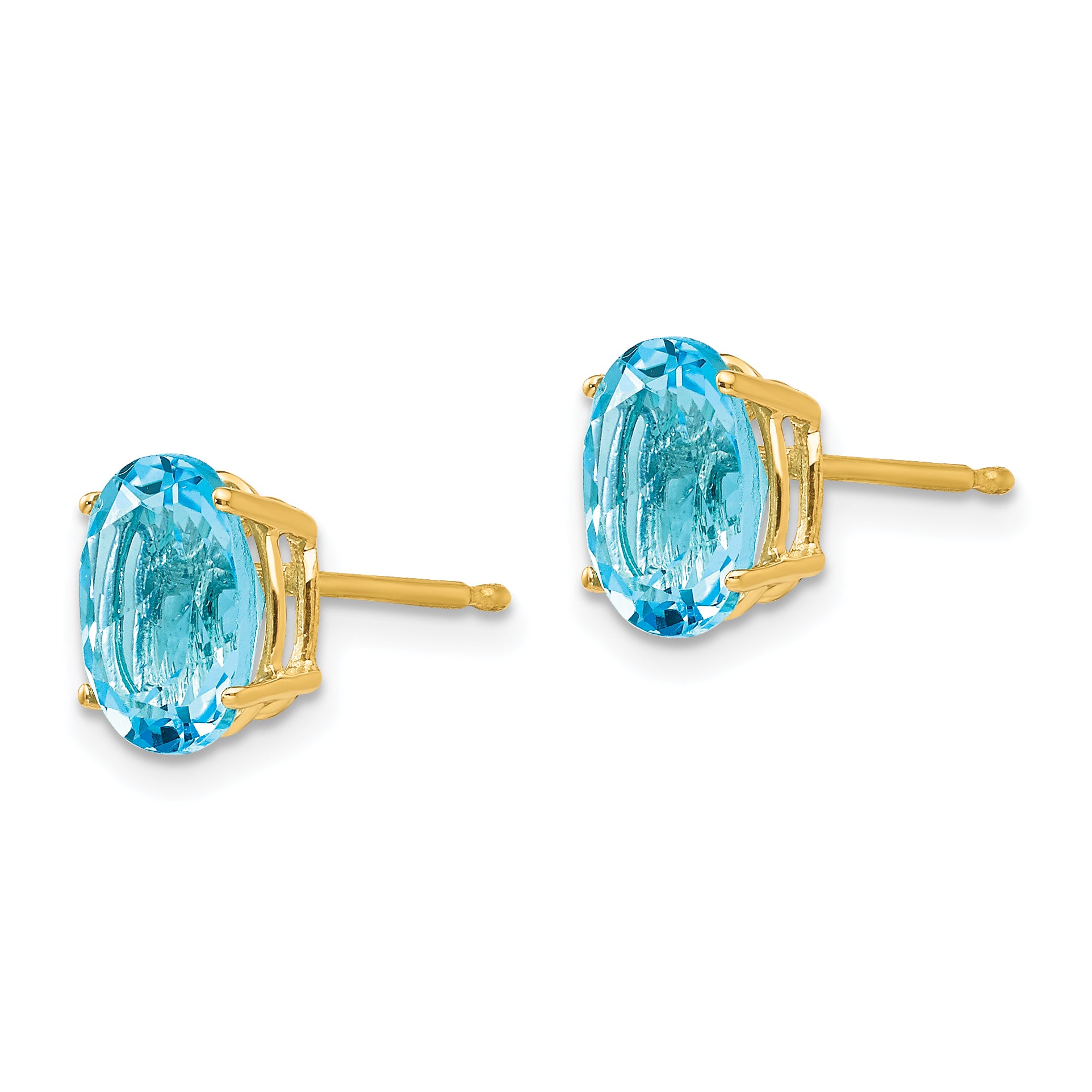 14k 8x6mm Oval Blue Topaz Earrings Secondary image