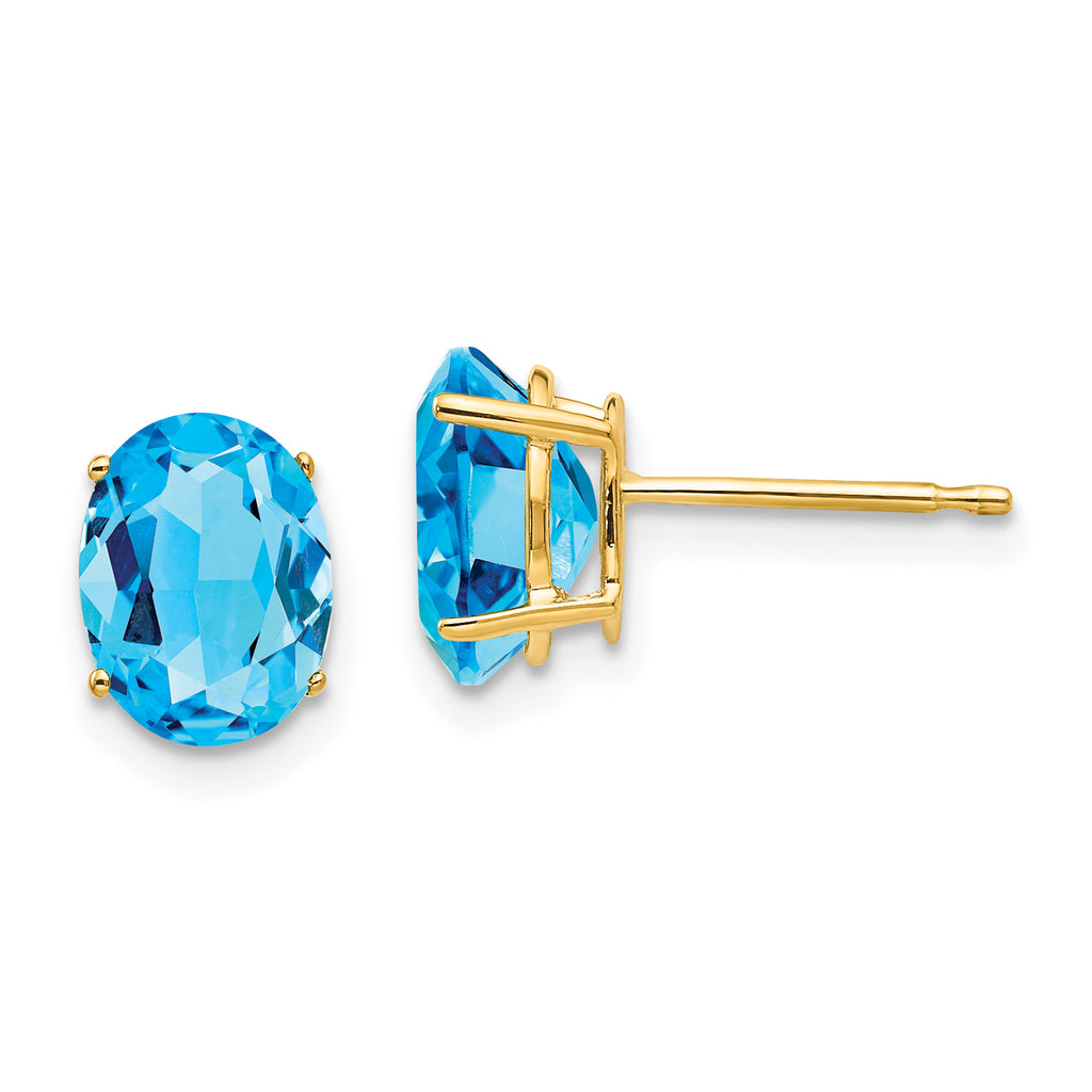 14k 8x6mm Oval Blue Topaz Earrings