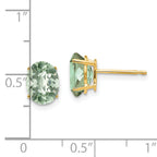 14k 8x6 Oval Checker-Cut Green Quartz Earrings