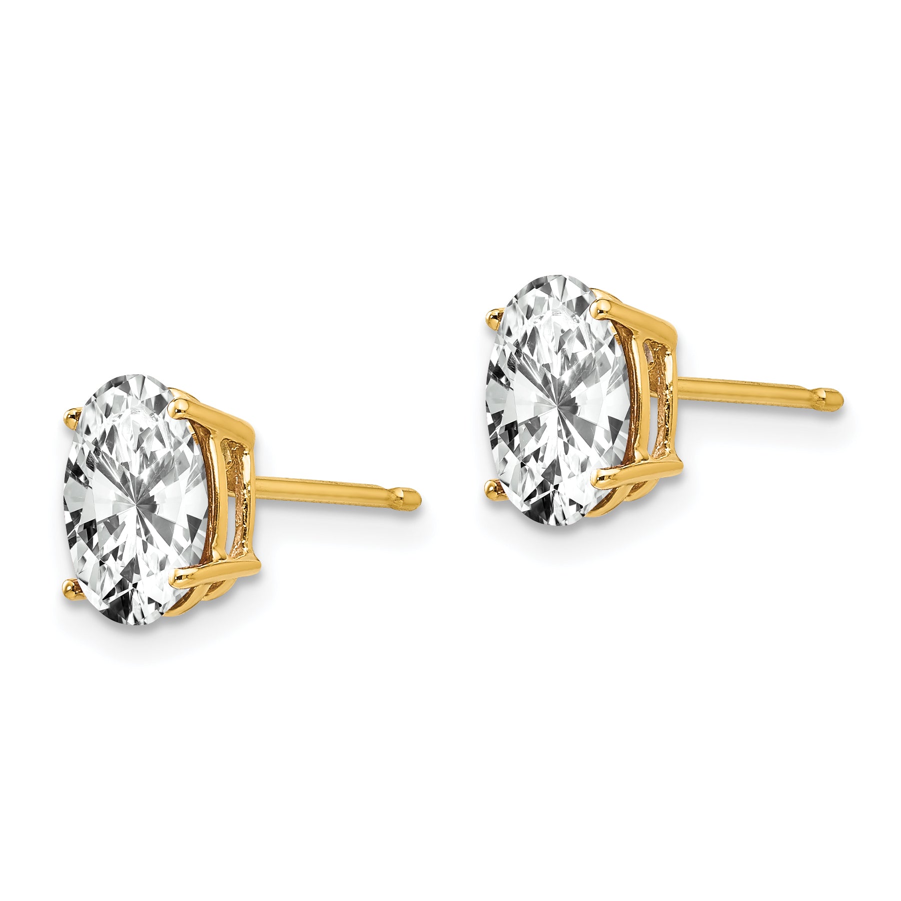 14k 8x6mm Oval Cubic Zirconia Earrings Secondary image