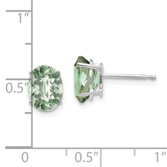 14kw 8x6 Oval Checker-Cut Green Quartz Earrings