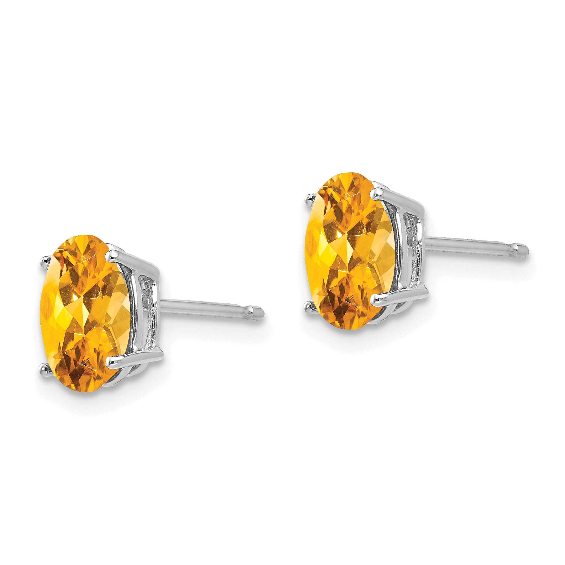 14k White Gold 8x6mm Oval Citrine Earrings Secondary image