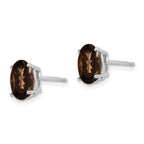 14kw 8x6 Oval Checker-Cut Smoky Quartz Earrings