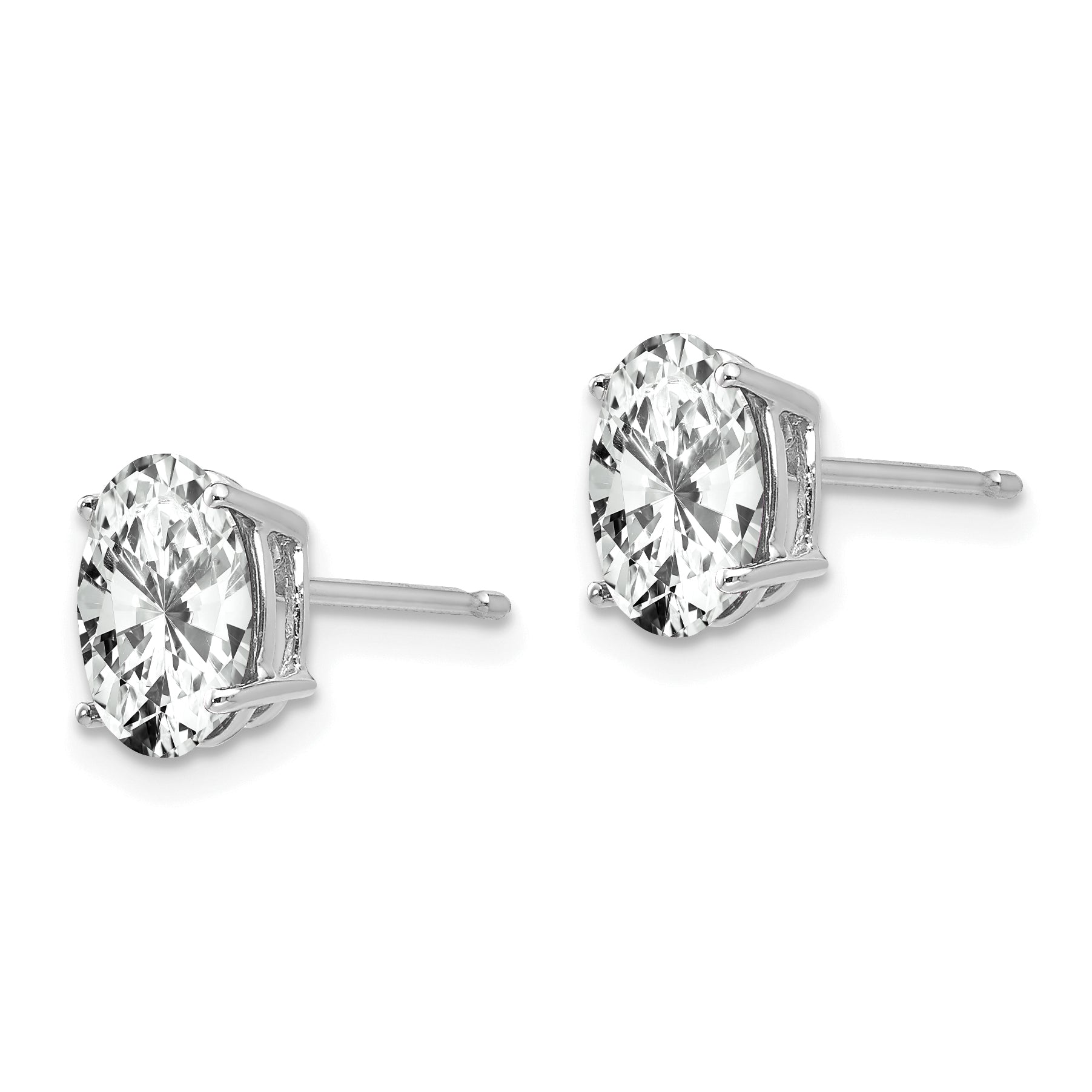 14k White Gold 8x6mm Oval Cubic Zirconia Earrings Secondary image
