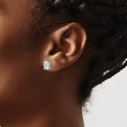 14k White Gold 8x6mm Oval Cubic Zirconia Earrings