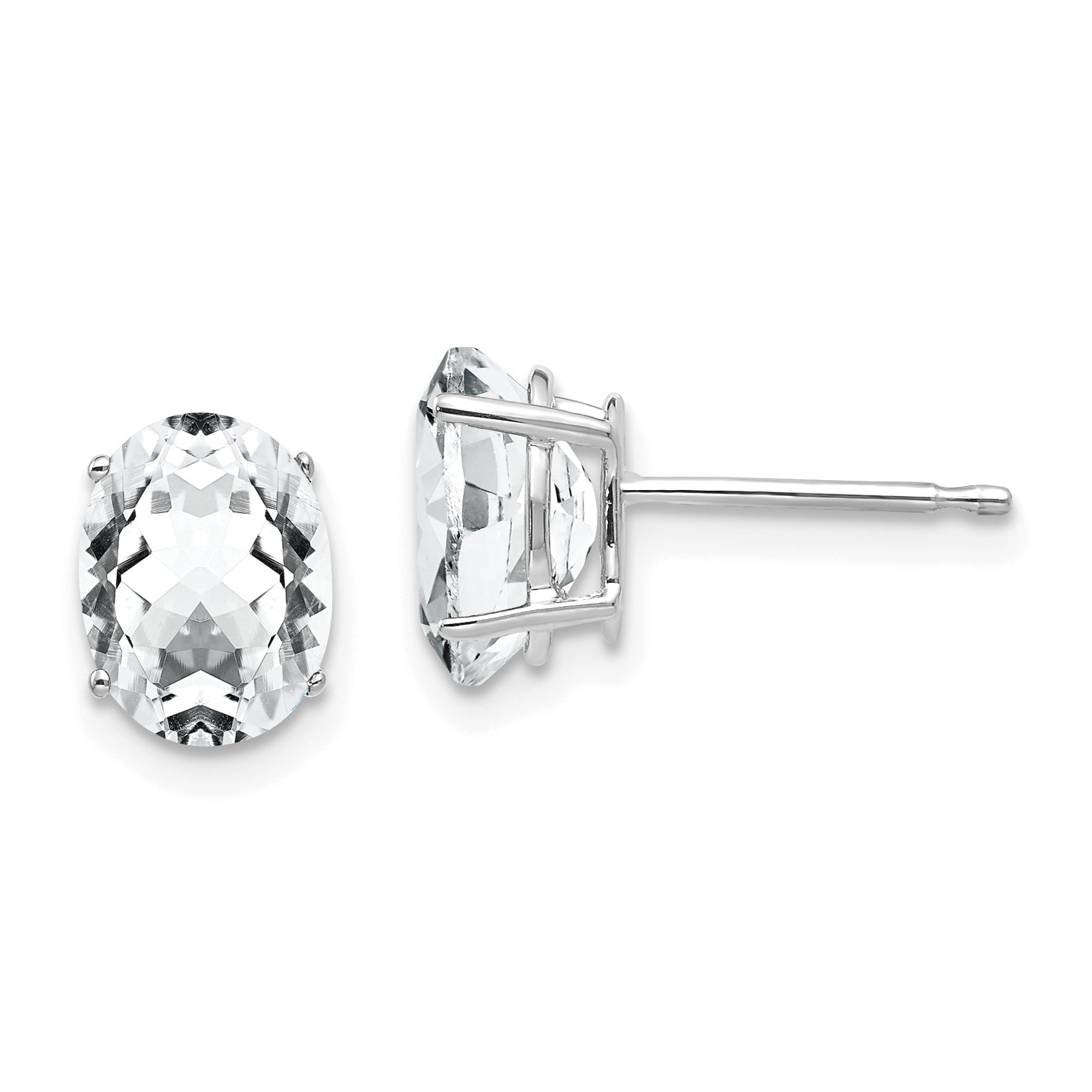 14k White Gold 8x6mm Oval Cubic Zirconia Earrings Main image
