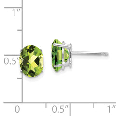 14k White Gold 8x6mm Oval Peridot Earrings