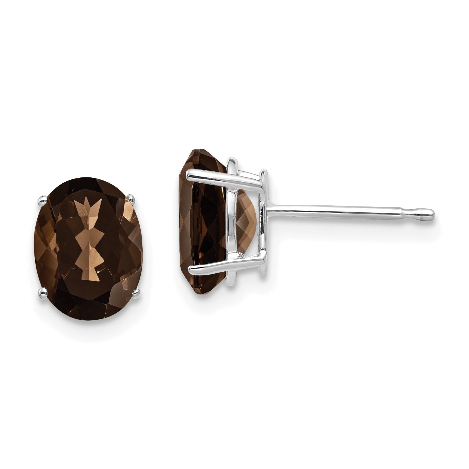 14kw 8x6 Oval Smoky Quartz Earrings