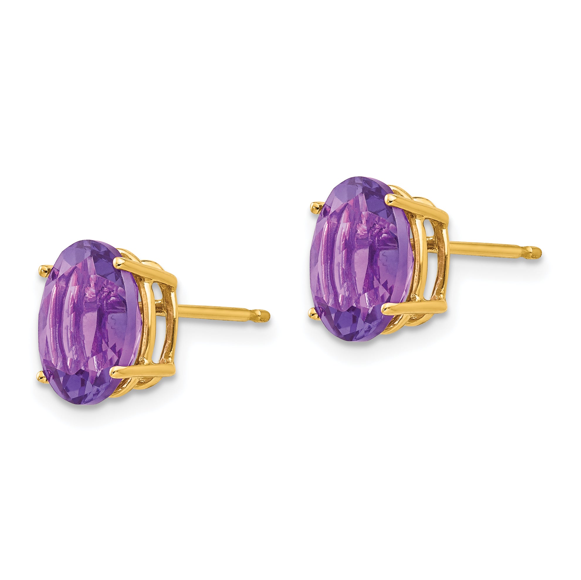 14k 9x7mm Oval Amethyst Earrings Secondary image