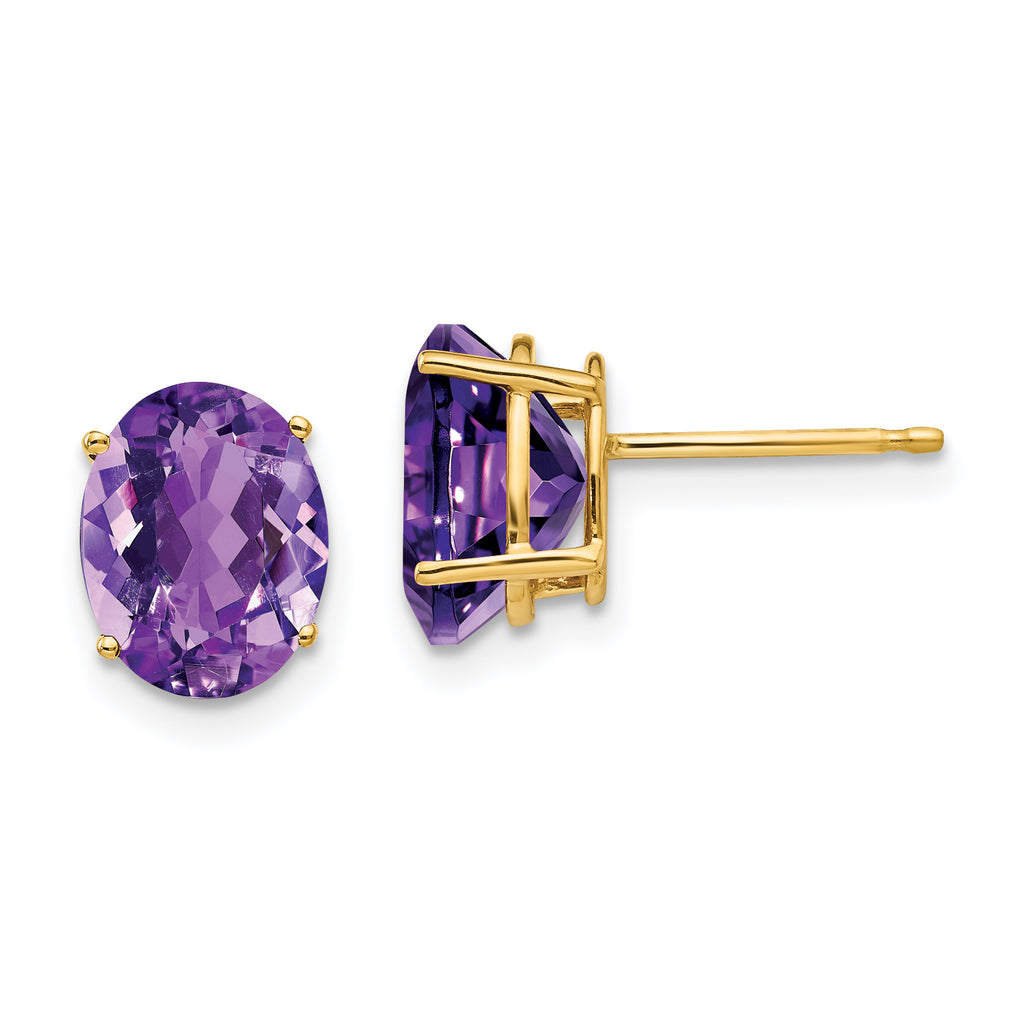 14k 9x7mm Oval Amethyst Earrings