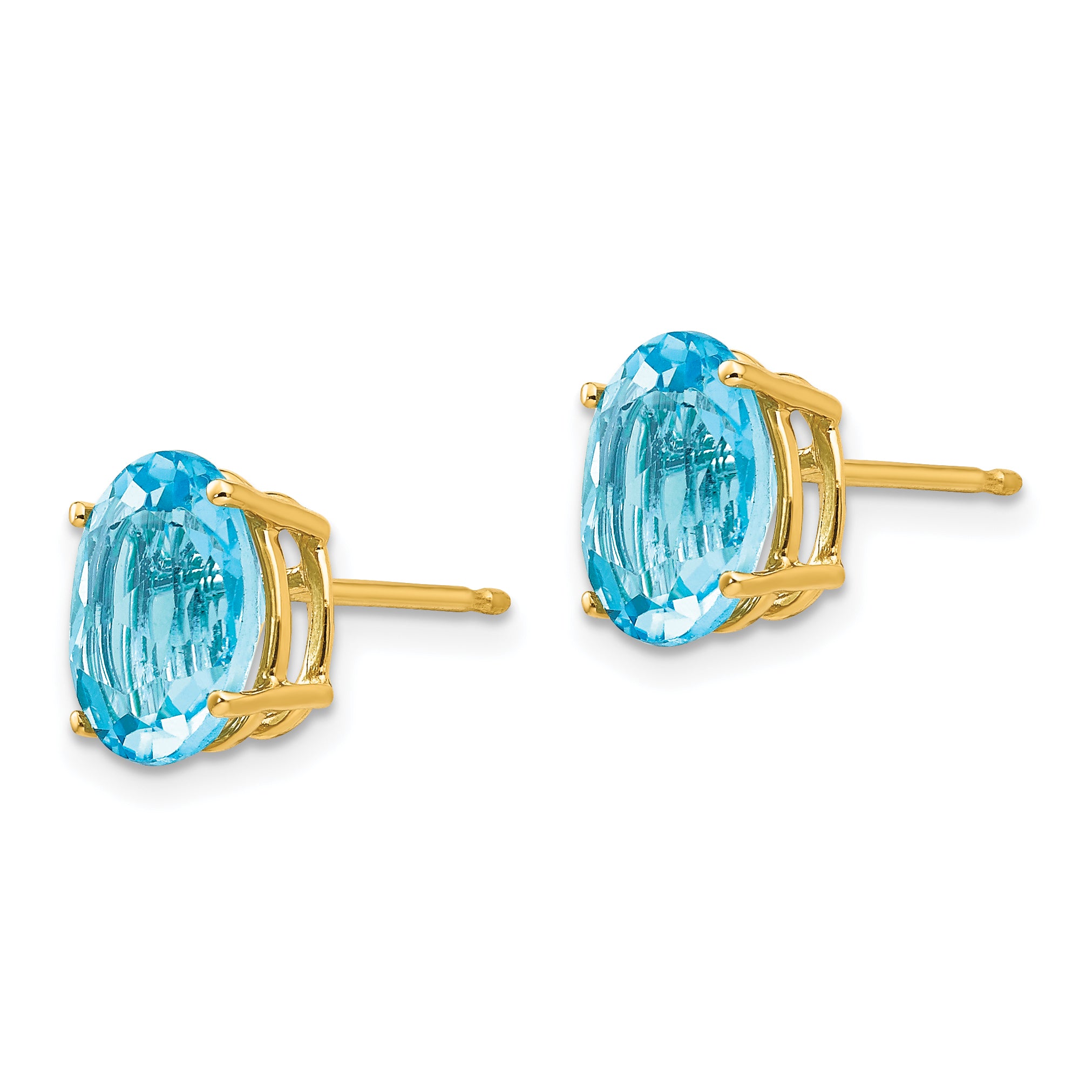 14k 9x7mm Oval Blue Topaz Earrings Secondary image