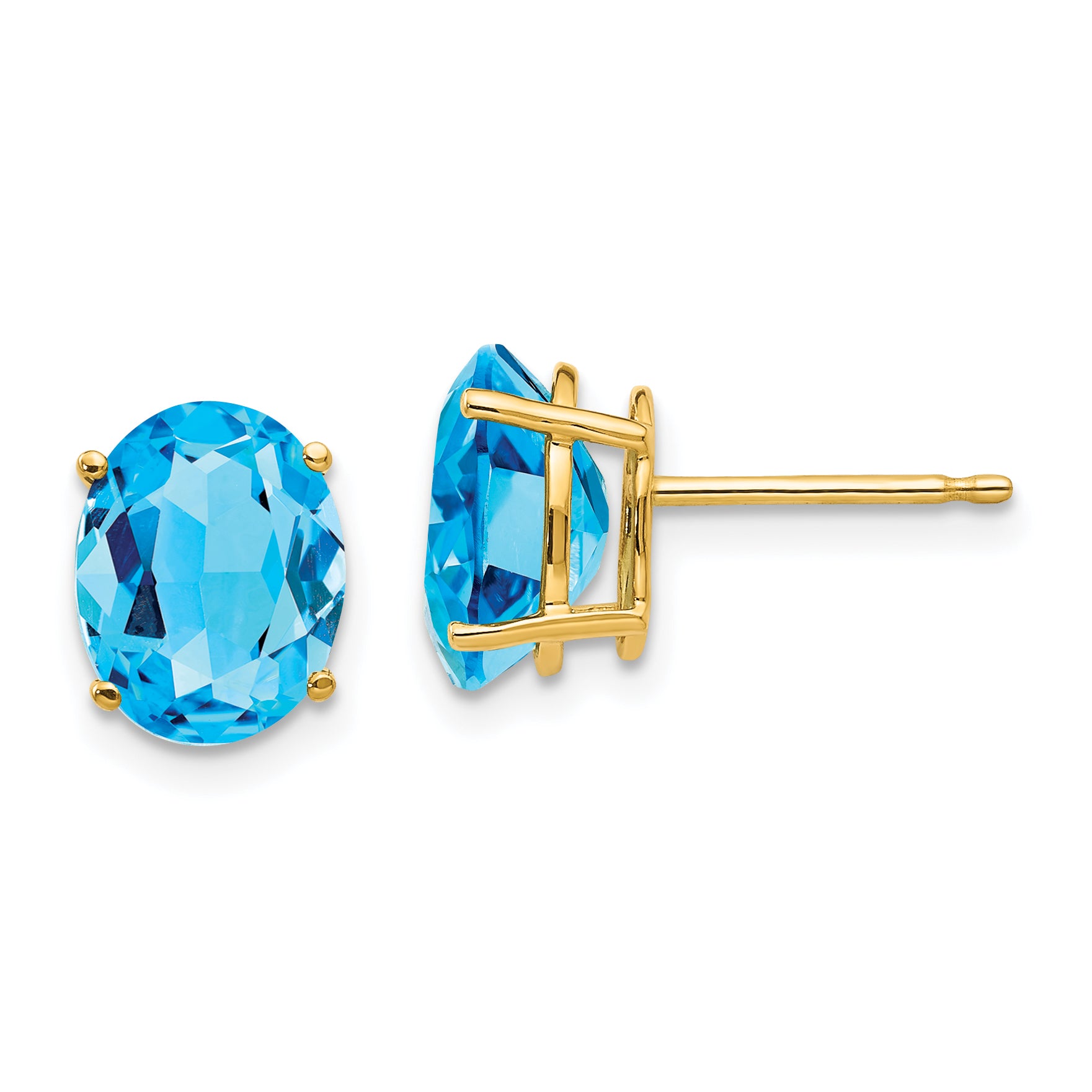 14k 9x7mm Oval Blue Topaz Earrings Main image