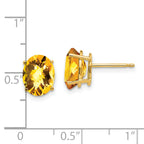 14k 9x7mm Oval Citrine Checker Earrings