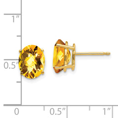 14k 9x7mm Oval Citrine Checker Earrings