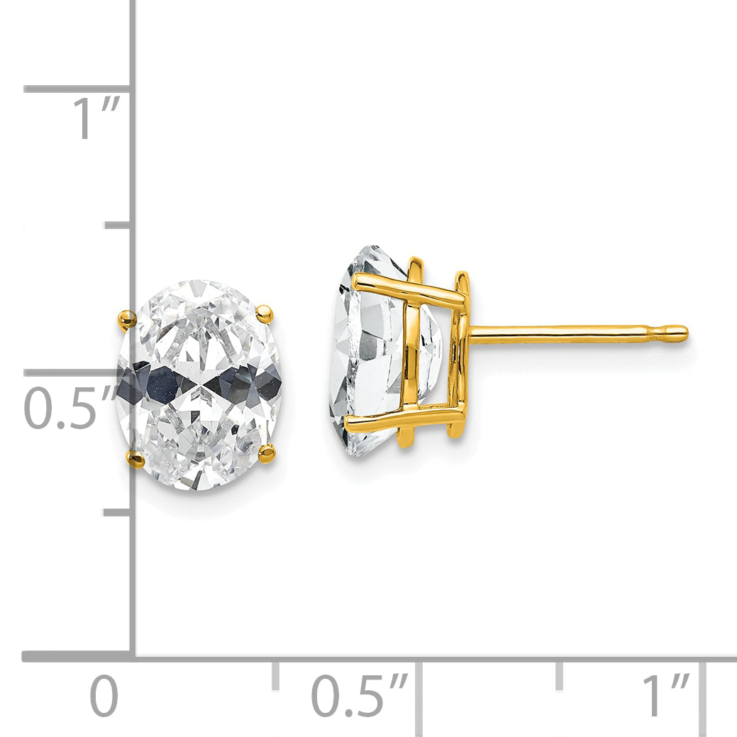 14k 9x7mm Oval Cubic Zirconia Earrings