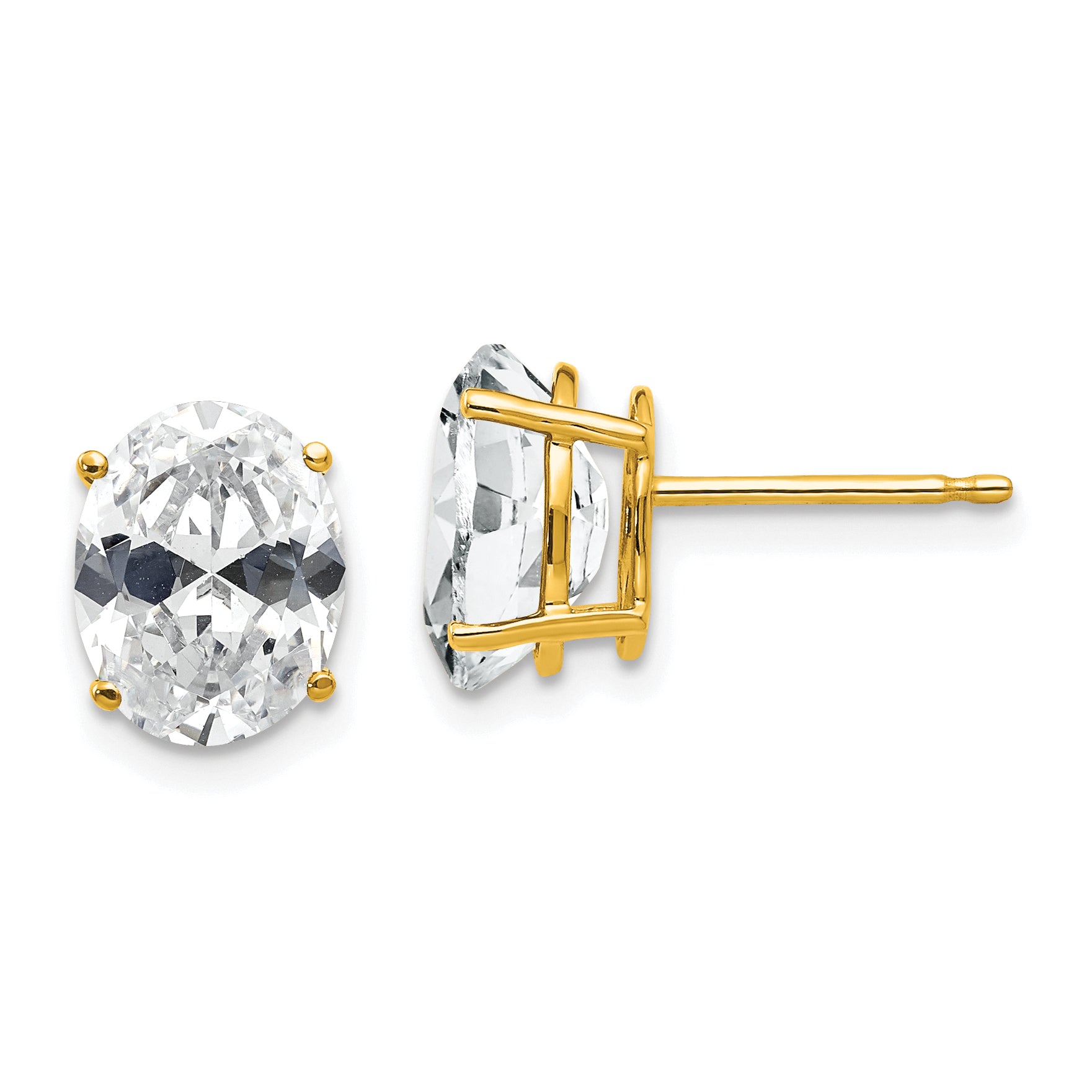 14k 9x7mm Oval Cubic Zirconia Earrings