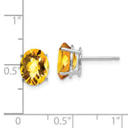 14k White Gold 9x7mm Oval Citrine Checker Earrings