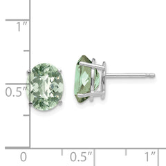 14kw 9x7 Oval Checker-Cut Green Quartz Earrings