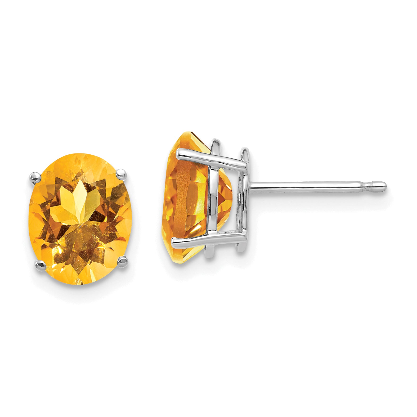 14k White Gold 9x7mm Oval Citrine Earrings Main image